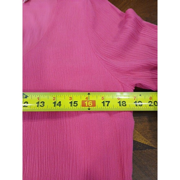 Soft Surroundings Bright Pink Gauze Lined Tunic Petite Medium 3/4 Flare Sleeves - Picture 6 of 8